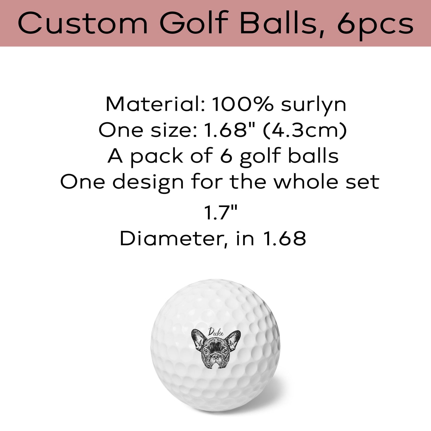 Pet Face On Golf Balls - 6 pcs. / Set