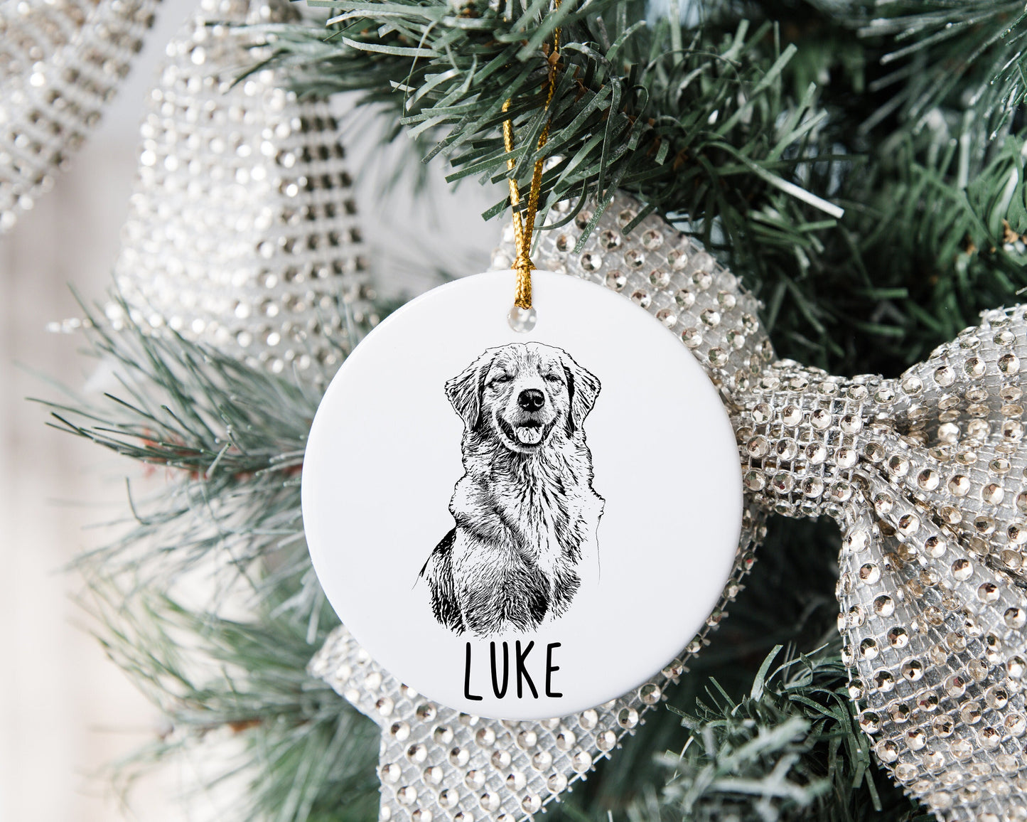 Personalized Pet Portrait Christmas Ornament