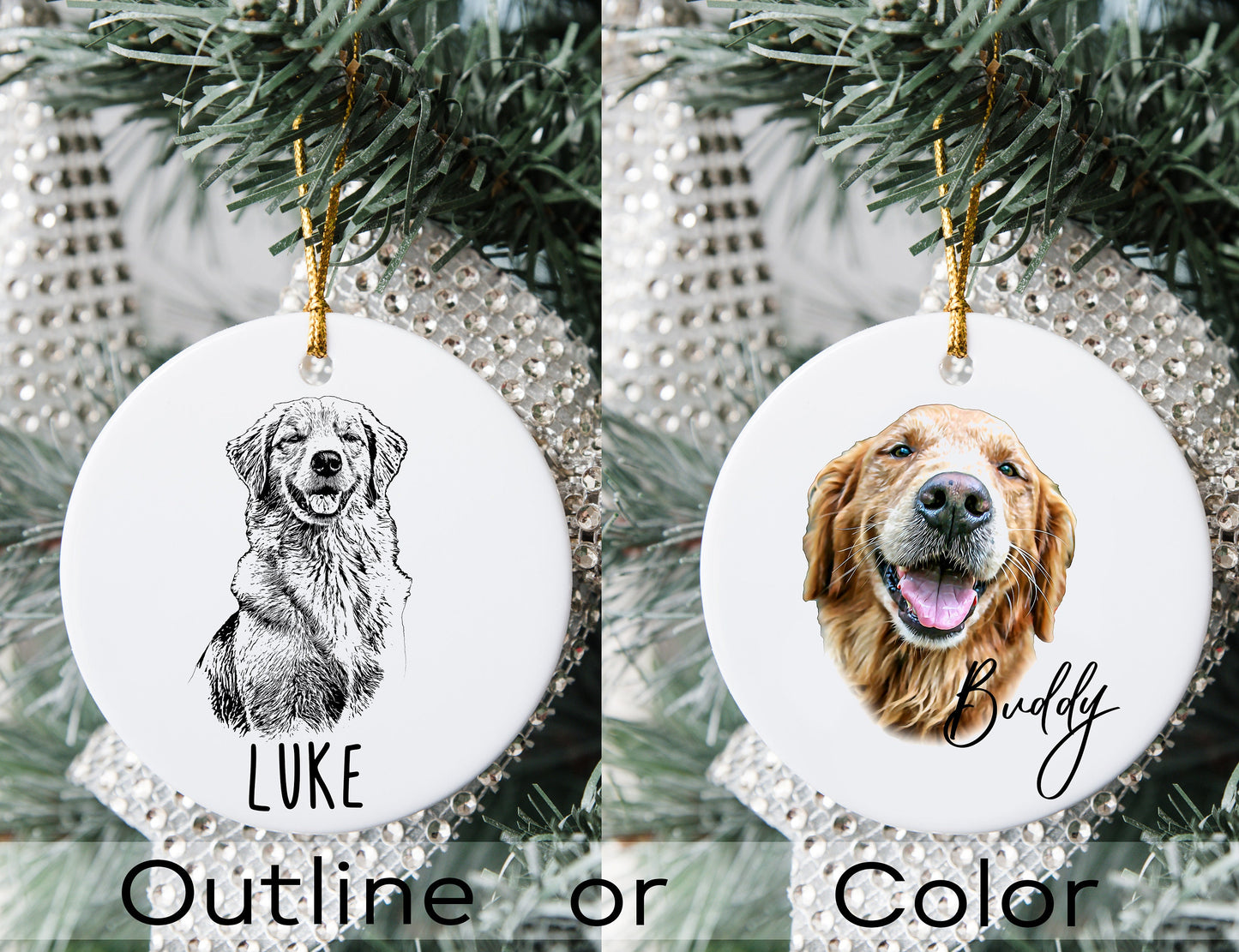 Personalized Pet Portrait Christmas Ornament