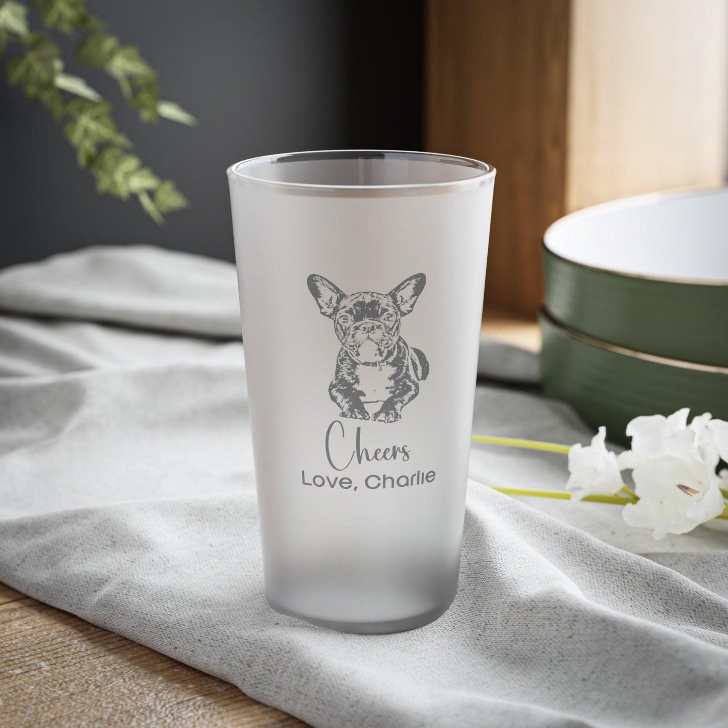 Custom Pet Frosted Pint Glass 16oz