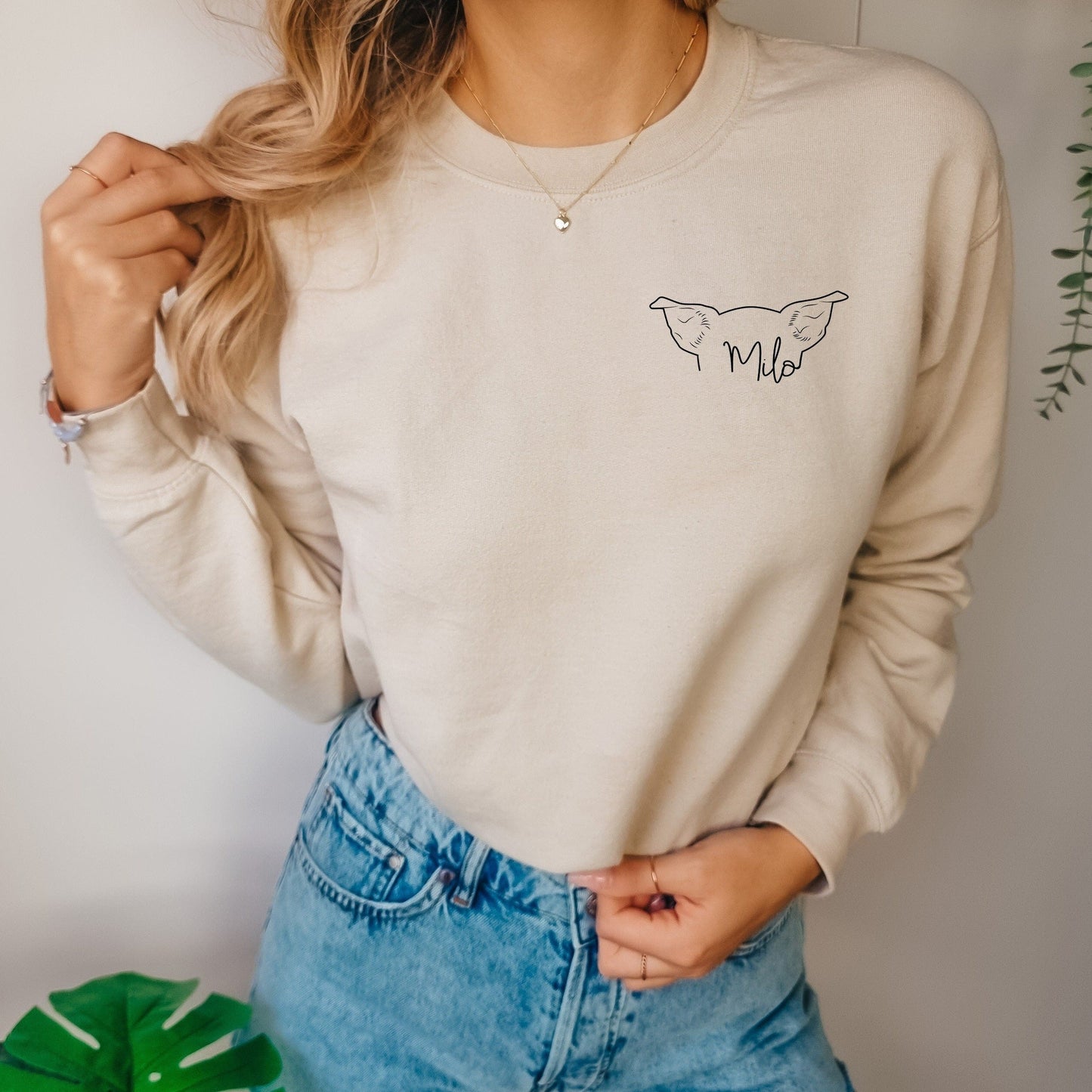 Custom Pet Ears Outline Sweatshirt