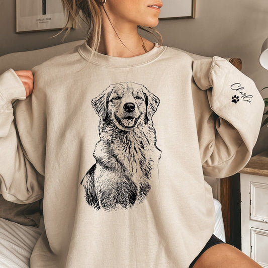 Custom Pet Crewneck Sweatshirt - Print On The Sleeves Option