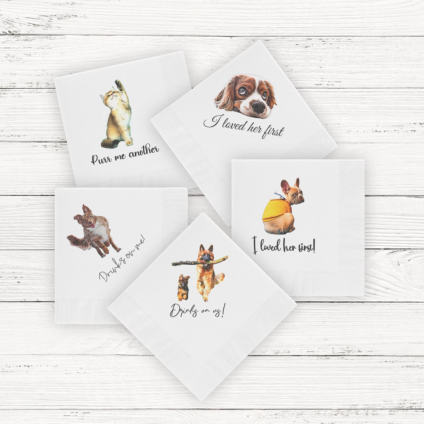 Custom Pet Cocktail Napkins colorful