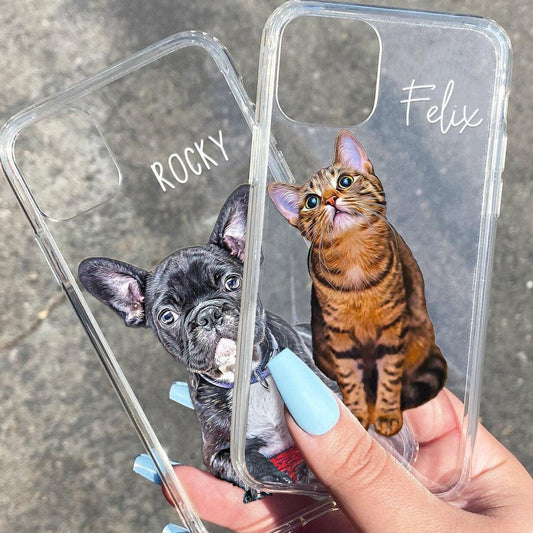 Custom Pet Portrait Clear iPhone Samsung Phone Case